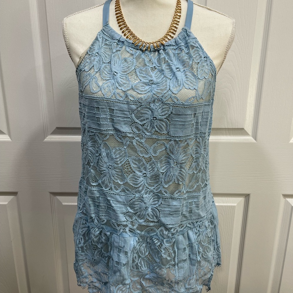 Alfani Light Blue Lace Top